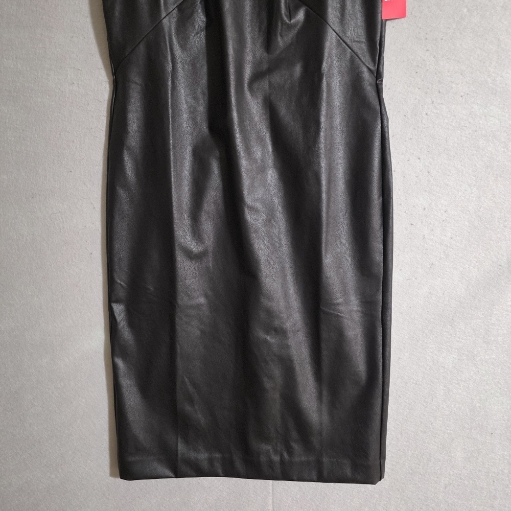 NWT Spanx Womens Leather Like Sleeveless Sheath Dress Luxe Black 20392R Size L - Picture 8 of 11